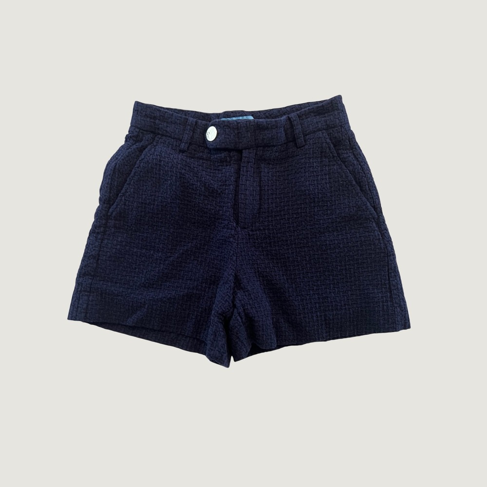 Draper James RSVP Navy Blue Tweed Basketweave High Rise Shorts Women's Size 2